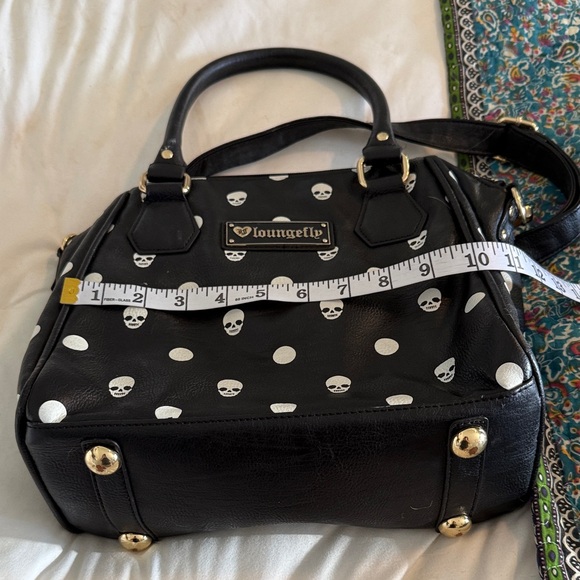 Loungefly Black Satchel with White Skull Dots - Picture 6 of 7